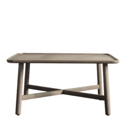 Rustic Scandi Japandi Solid Light Grey Oak Wood Square Coffee Table 80cm