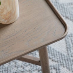 Rustic Scandi Japandi Solid Light Grey Oak Wood Square Coffee Table 80cm