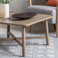 Rustic Scandi Japandi Solid Light Grey Oak Wood Square Coffee Table 80cm