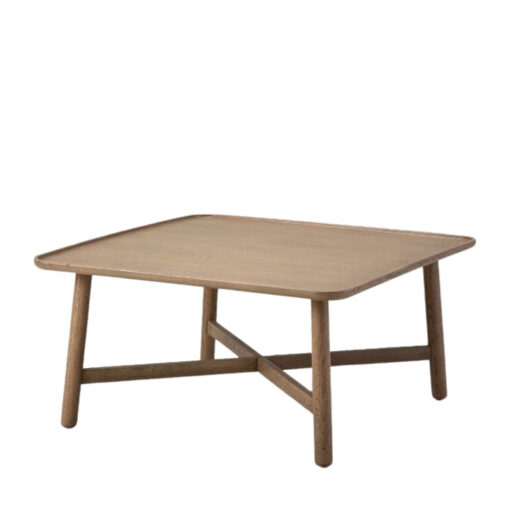 Rustic Scandi Japandi Solid Light Grey Oak Wood Square Coffee Table 80cm Rustic Scandi Japandi Solid Light Grey Oak Wood Square Coffee Table 80cm