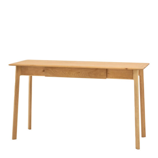 Rustic Scandi Japandi Solid Light Oak Wood 1 Drawer Desk Dressing Table 130cm