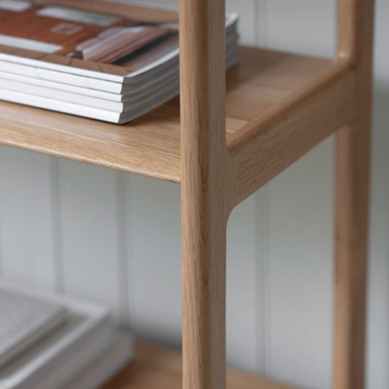 Rustic Scandi Japandi Solid Light Oak Wood 4 Tier 2 Door Bookcase ...
