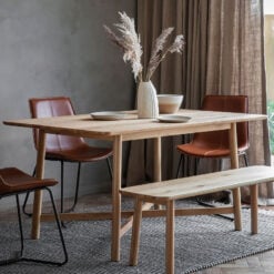 Rustic Scandi Japandi Solid Light Oak Wood 6 Seater Dining Table 150cm