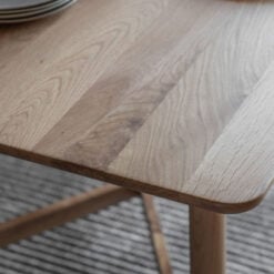 Rustic Scandi Japandi Solid Light Oak Wood 6 Seater Dining Table 150cm