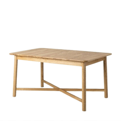 Rustic Scandi Japandi Solid Light Oak Wood 6 Seater Dining Table 150cm