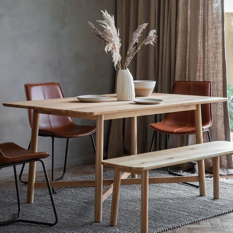 Rustic Scandi Japandi Solid Light Oak Wood 6 Seater Dining Table 150cm ...