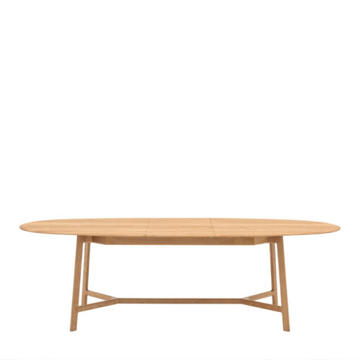 Rustic Scandi Japandi Solid Light Oak Wood Extending Oval 8 Seater Dining Table 200cm - 250cm