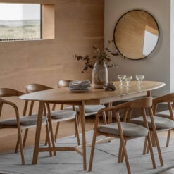 Rustic Scandi Japandi Solid Light Oak Wood Extending Oval 8 Seater Dining Table 200cm - 250cm