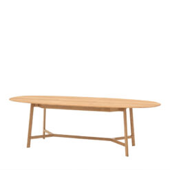 Rustic Scandi Japandi Solid Light Oak Wood Extending Oval 8 Seater Dining Table 200cm - 250cm