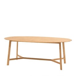 Rustic Scandi Japandi Solid Light Oak Wood Oval 6 Seater Dining Table 180cm