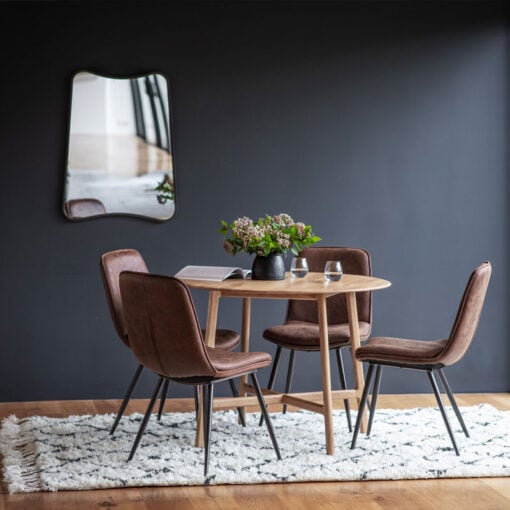 Rustic Scandi Japandi Solid Light Oak Wood Round 4 Seater Dining Table 100cm