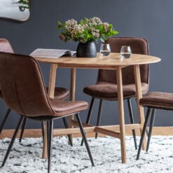 Rustic Scandi Japandi Solid Light Oak Wood Round 4 Seater Dining Table 100cm