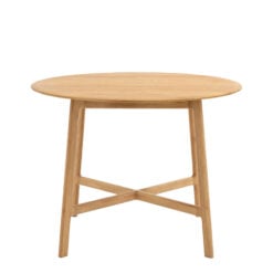 Rustic Scandi Japandi Solid Light Oak Wood Round 4 Seater Dining Table 100cm