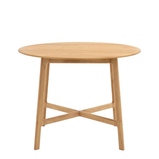 Rustic Scandi Japandi Solid Light Oak Wood Round 4 Seater Dining Table 100cm
