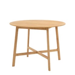 Rustic Scandi Japandi Solid Light Oak Wood Round 4 Seater Dining Table 100cm