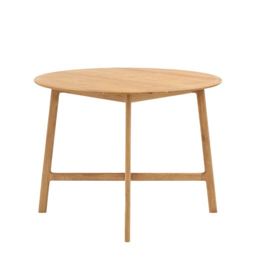 Rustic Scandi Japandi Solid Light Oak Wood Round 4 Seater Dining Table 100cm