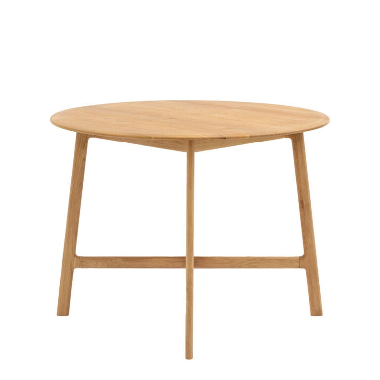 Rustic Scandi Japandi Solid Light Oak Wood Round 4 Seater Dining Table ...