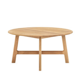 Rustic Scandi Japandi Solid Light Oak Wood Round Coffee Table 80cm