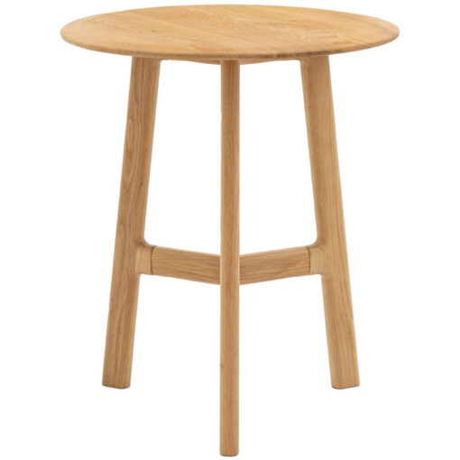 Rustic Scandi Japandi Solid Light Oak Wood Round Tripod Side Table End Table
