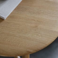 Rustic Scandi Japandi Solid Light Oak Wood Round Tripod Side Table End Table