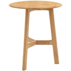 Rustic Scandi Japandi Solid Light Oak Wood Round Tripod Side Table End Table