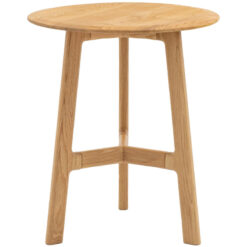 Rustic Scandi Japandi Solid Light Oak Wood Round Tripod Side Table End Table