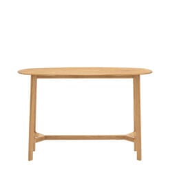 Rustic Scandi Japandi Solid Light Oak Wood Slim Oval Console Table 120cm