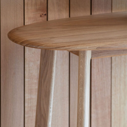 Rustic Scandi Japandi Solid Light Oak Wood Slim Oval Console Table 120cm