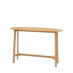 Rustic Scandi Japandi Solid Light Oak Wood Slim Oval Console Table 120cm