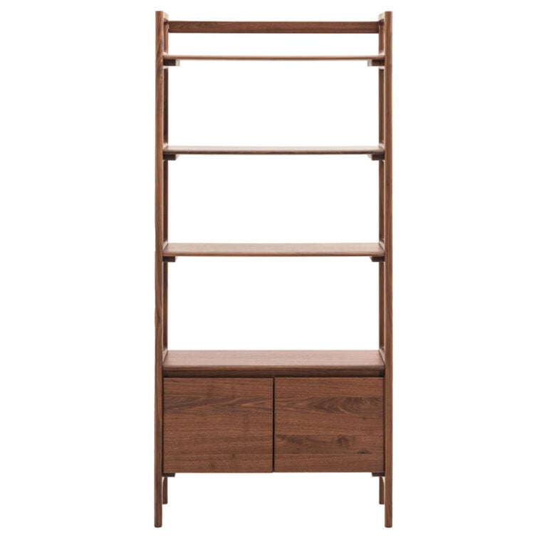 Rustic Scandi Japandi Solid Walnut Dark Brown Wood 4 Tier 2 Door ...