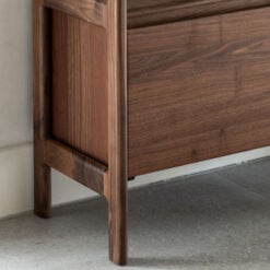 Rustic Scandi Japandi Solid Walnut Dark Brown Wood 4 Tier 2 Door Bookcase Shelving Display Unit Cabinet 172cm