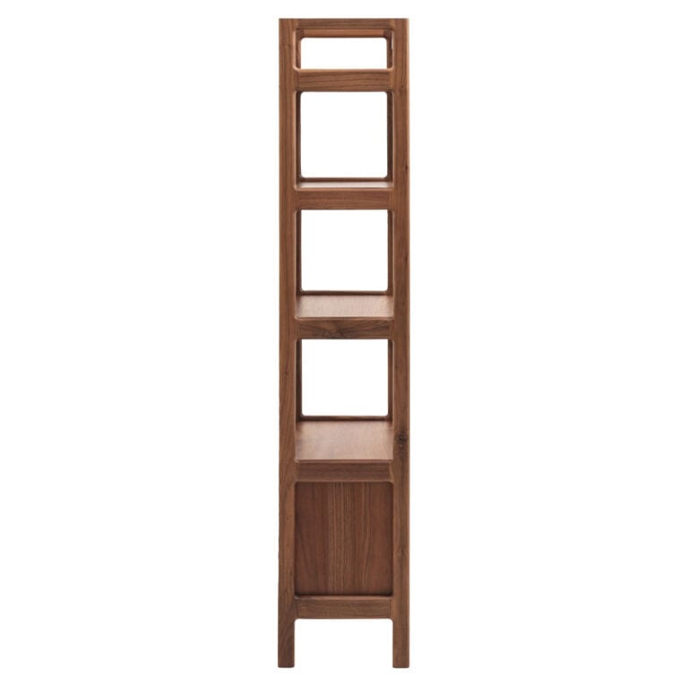 Rustic Scandi Japandi Solid Walnut Dark Brown Wood 4 Tier 2 Door ...