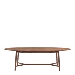 Rustic Scandi Japandi Solid Walnut Dark Brown Wood Extending Oval 8 Seater Dining Table 200cm - 250cm