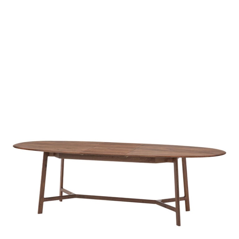 Rustic Scandi Japandi Solid Walnut Dark Brown Wood Extending Oval 8 ...