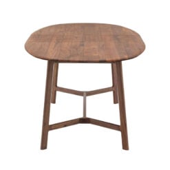 Rustic Scandi Japandi Solid Walnut Dark Brown Wood Extending Oval 8 Seater Dining Table 200cm - 250cm