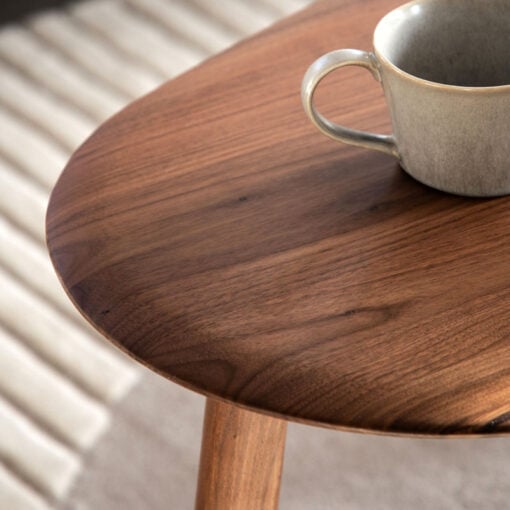 Rustic Scandi Japandi Solid Walnut Dark Brown Wood Nest Of Coffee Table And End Table