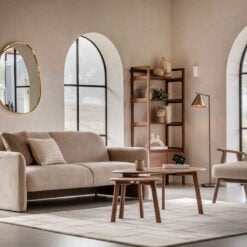 Rustic Scandi Japandi Solid Walnut Dark Brown Wood Nest Of Coffee Table And End Table