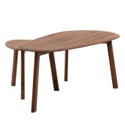 Rustic Scandi Japandi Solid Walnut Dark Brown Wood Nest Of Coffee Table And End Table