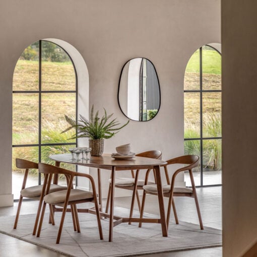 Rustic Scandi Japandi Solid Walnut Dark Brown Wood Oval 6 Seater Dining Table 180cm