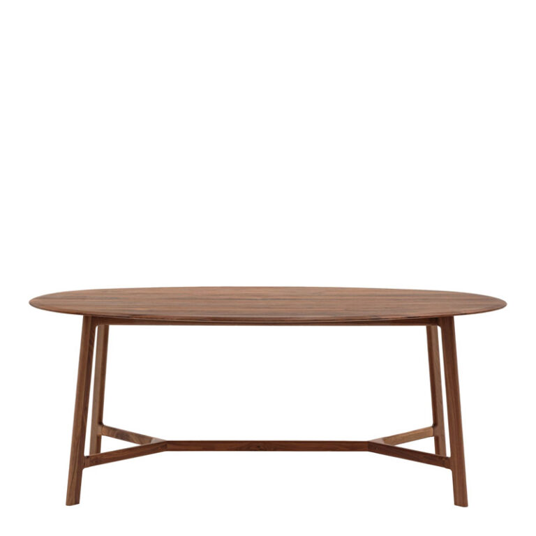 Rustic Scandi Japandi Solid Walnut Dark Brown Wood Oval 6 Seater Dining ...