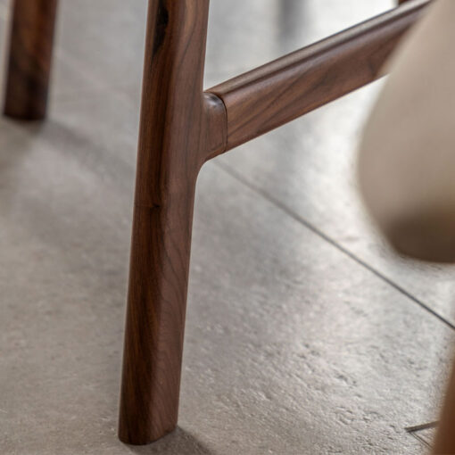 Rustic Scandi Japandi Solid Walnut Dark Brown Wood Oval 6 Seater Dining Table 180cm