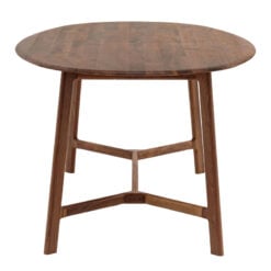 Rustic Scandi Japandi Solid Walnut Dark Brown Wood Oval 6 Seater Dining Table 180cm