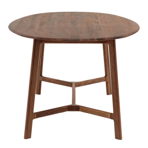 Rustic Scandi Japandi Solid Walnut Dark Brown Wood Oval 6 Seater Dining Table 180cm