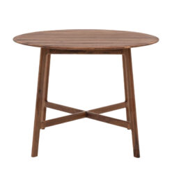Rustic Scandi Japandi Solid Walnut Dark Brown Wood Round 4 Seater Dining Table 100cm