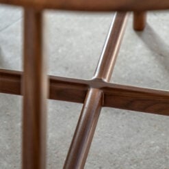 Rustic Scandi Japandi Solid Walnut Dark Brown Wood Round 4 Seater Dining Table 100cm