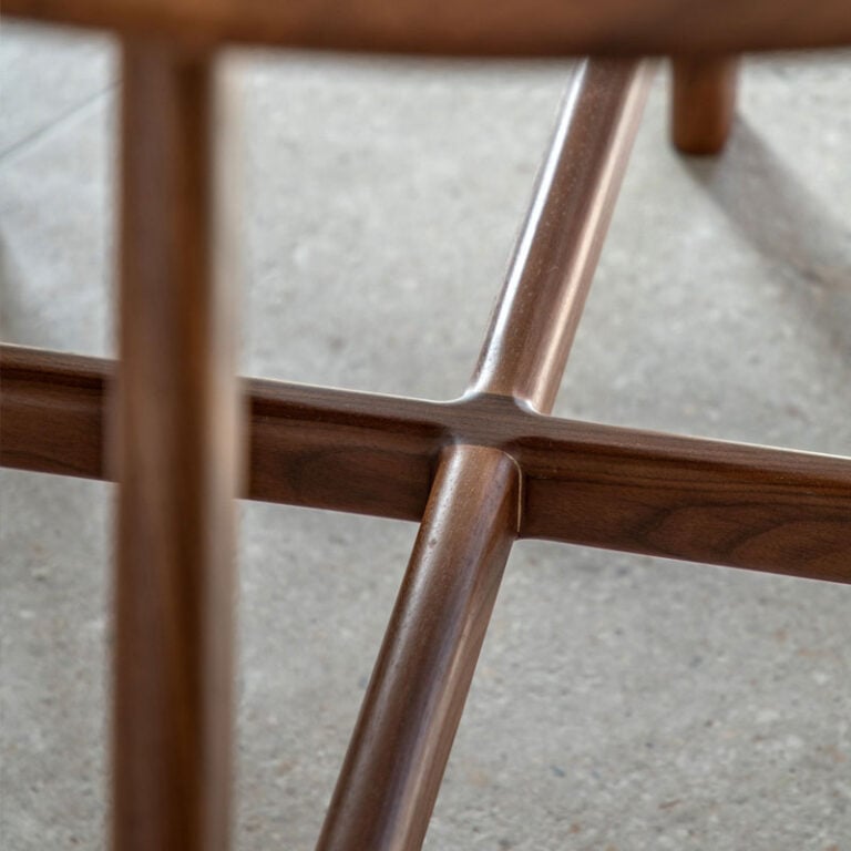 Rustic Scandi Japandi Solid Walnut Dark Brown Wood Round 4 Seater ...