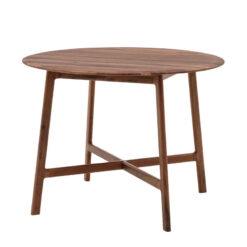 Rustic Scandi Japandi Solid Walnut Dark Brown Wood Round 4 Seater Dining Table 100cm