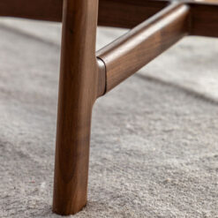 Rustic Scandi Japandi Solid Walnut Dark Brown Wood Round Coffee Table 80cm