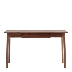 Rustic Scandi Japandi Walnut Dark Brown Wood 1 Drawer Desk Dressing Table 130cm