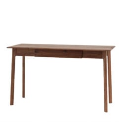 Rustic Scandi Japandi Walnut Dark Brown Wood 1 Drawer Desk Dressing Table 130cm